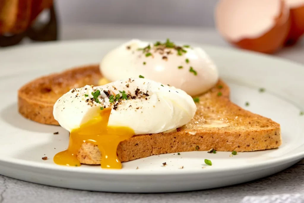 World Egg Day 2023 poached egg with bread
